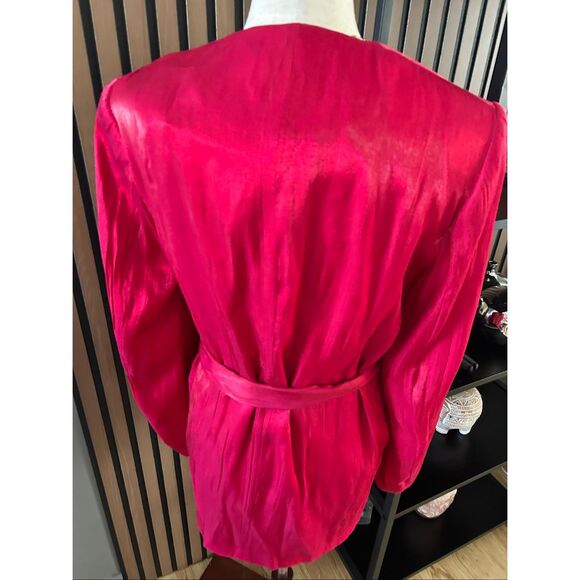 Zara red blazer shinny stylish with small shoulder padding work attire office we - Picture 3 of 7
